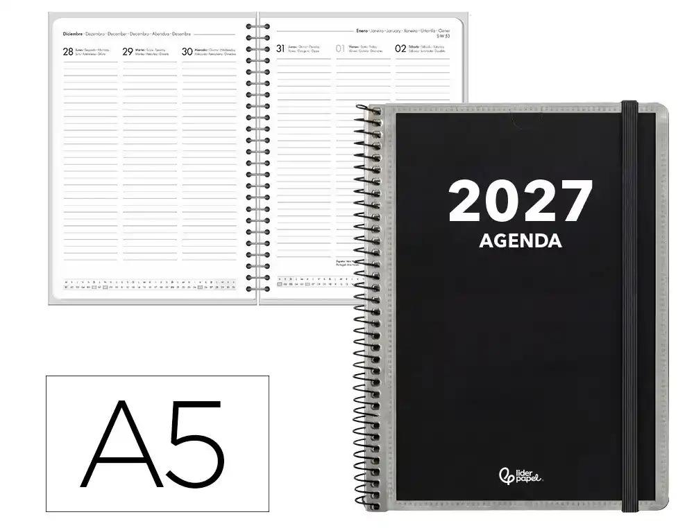 AGENDA OFICINA LIDERPAPEL 2027 ESPIRAL PERSONALIZABLE SEMANA VISTA A5 BILINGUE 70G PAPEL FSC PERSONA