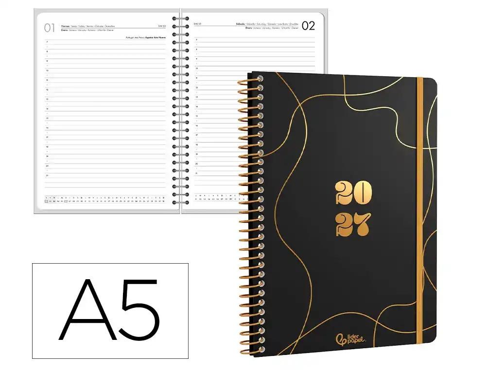 "AGENDA ESCOLAR LIDERPAPEL 2027 ESPIRAL PERISSA ""DIA"" VARIOS COLORES"
