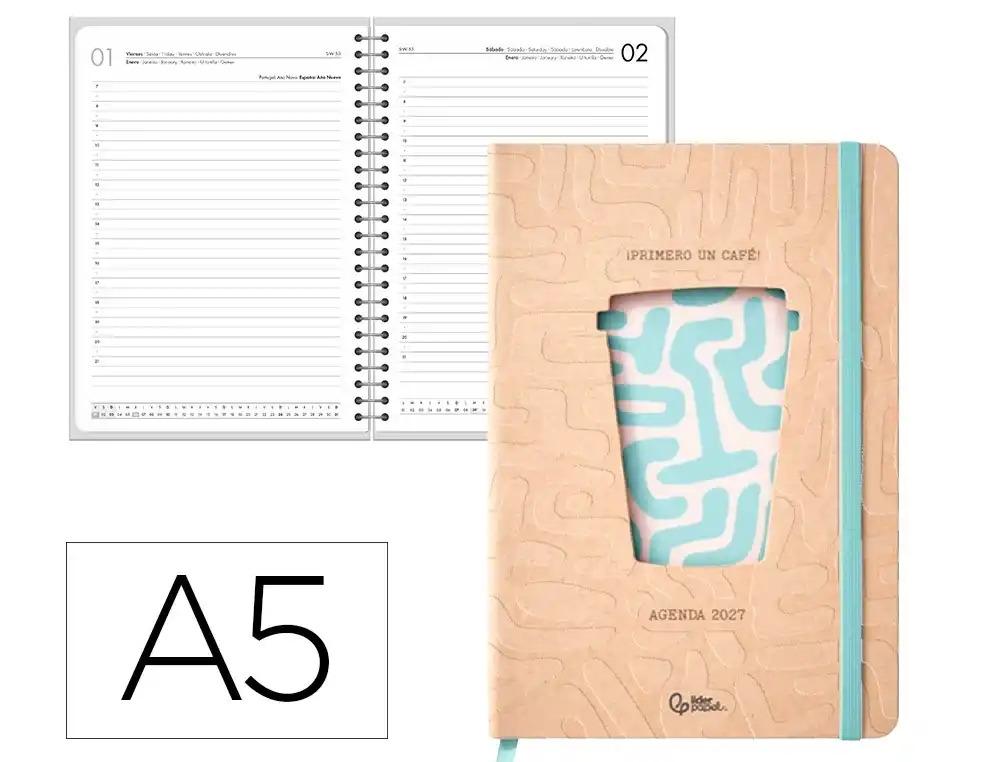 "AGENDA ESCOLAR LIDERPAPEL 2027 ENCUADERANADA COFFE ""DIA"" VARIOS COLORES"