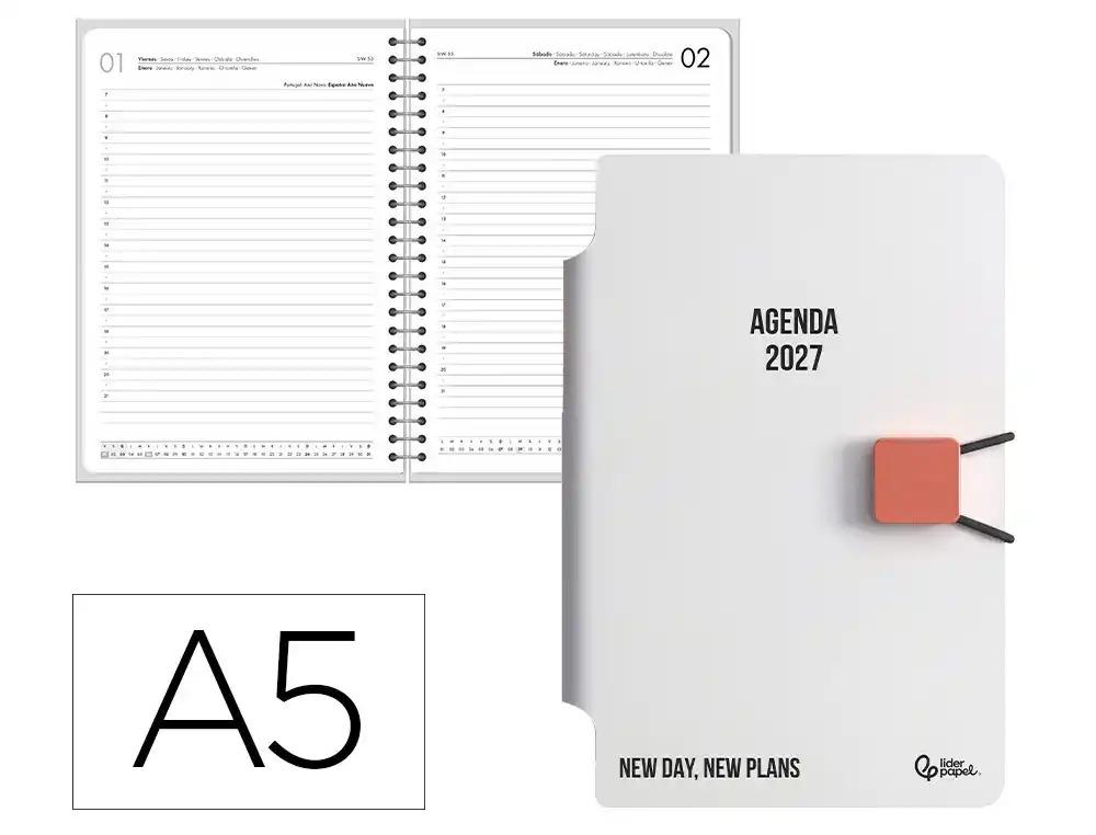 "AGENDA ESCOLAR LIDERPAPEL 2027 ENCUADERNADA TILOS ""DIA"" VARIOS COLORES"