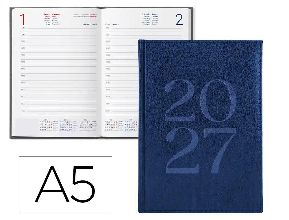 "AGENDA ESCOLAR LIDERPAPEL 2027 ENCUADERNADA CRETA A5 ""DIA"" VARIOS COLORES"