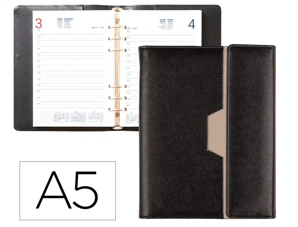 AGENDA ENCUADERNADA LIDERPAPEL 2027 NERO 15X21 CM DIA PAGINA BILINGUE 70G PAPEL FSC