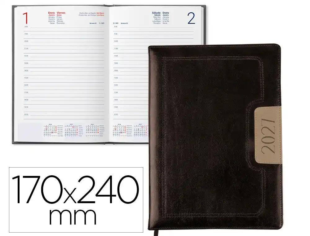 AGENDA ENCUADERNADA LIDERPAPEL 2027 DORIOS 17X24 CM DIA PAGINA BILINGUE PAPEL 70 G FSC BICOLOR