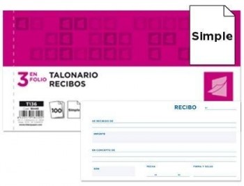 Talonario liderpapel recibos 3/fº original t136 sin matriz