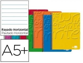 Cuaderno espiral liderpapel cuarto write tapa blanda 40h 60 gr horizontal conmargen colores surtidos