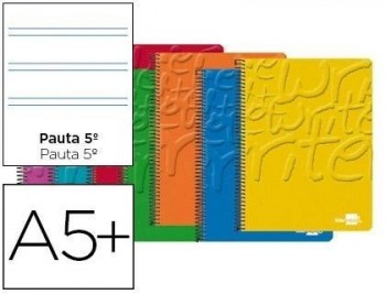 Cuaderno espiral liderpapel cuarto write tapa blanda 40h 60 gr pauta 2,5mm con margen colores surtid