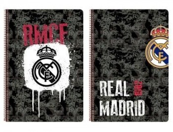 Cuaderno espiral safta folio 80 h 60 gr cuadro 4 mm tapa extradura real madrid black