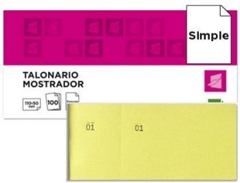 Talonario liderpapel mostrador 50x110 mm tl07 amarillo con matriz