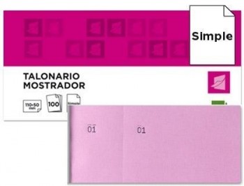 Talonario liderpapel mostrador 50x110 mm tl11 rosa con matriz