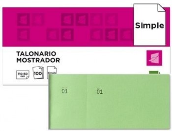 Talonario liderpapel mostrador 50x110 mm tl12 verde con matriz