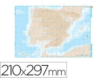 Mapa mudo b/n din a4 españa -fisico