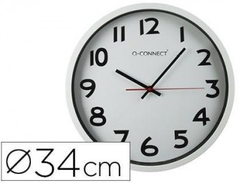 Reloj q-connect de pared plastico oficina redondo 34 cm