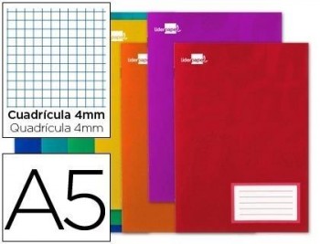 Libreta liderpapel write a5 16 hojas 60g/m2cuadro 4mm con margen