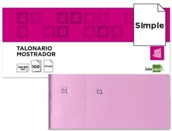 Talonario liderpapel mostrador 60x145 mm tl05 rosa con matriz