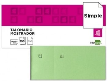 Talonario liderpapel mostrador 60x145 mm tl06 verde con matriz