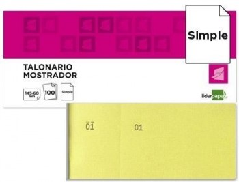 Talonario liderpapel mostrador 60x145 mm tl01 amarillo con matriz