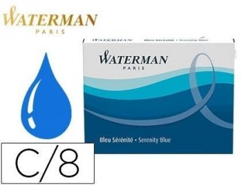 Tinta estilografica waterman serenity  -caja de 8 cartuchos standard -largos VARIOS COLORES