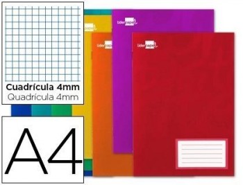 Libreta liderpapel write a4 32 hojas 60g/m2 cuadro 4mm con margen