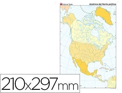 Mapa mudo color din a4 america norte politico