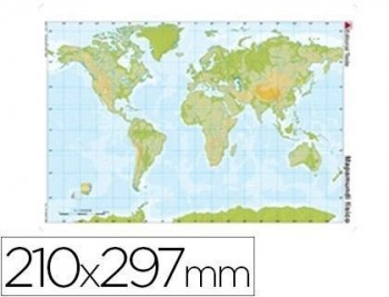 Mapa mudo color din a4 planisferio fisico