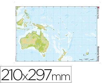 Mapa mudo color din a4 oceania -fisico