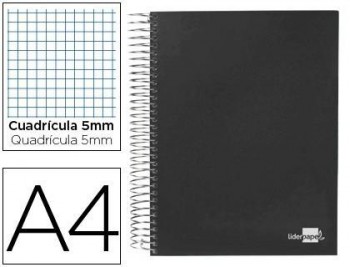 Cuaderno espiral liderpapel a4 micro papercoat tapa forrada 140h 75 gr cuadro5mm 5 bandas 4 taladros