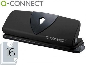 Taladrador q-connect kf01238 negro -4 taladros -abertura 1,6 mm -capacidad 16 hojas