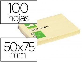 Bloc de notas adhesivas quita y pon q-connect 50x75 mm con 100 hojas