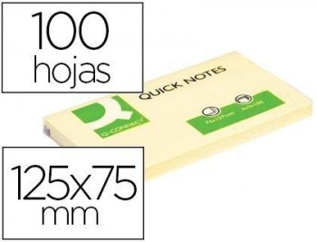 Bloc de notas adhesivas quita y pon q-connect 75x125 mm con 100 hojas