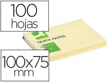 Bloc de notas adhesivas quita y pon q-connect 75x100 mm con 100 hojas