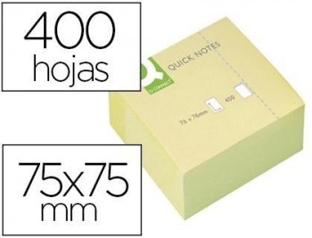 Bloc de notas adhesivas quita y pon q-connect 75x75 mm amarillo con 400 hojas