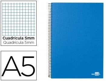 Cuaderno espiral liderpapel a5 micro papercoat tapa forrada 140h 80 gr cuadro5mm 5 bandas 6 taladros