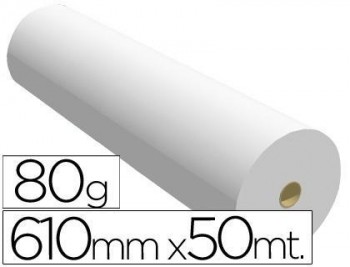 Papel reprografia para plotter 610mmx50mt 80gr impresion ink-jet