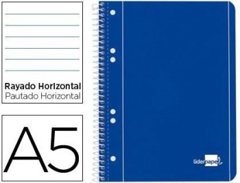 Cuaderno espiral liderpapel a5 micro serie azul tapa blanda 80h 80 gr horizontal 6 taladros azul