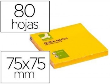 Bloc de notas adhesivas quita y pon q-connect 76x76 mm naranja neon 80 hojas