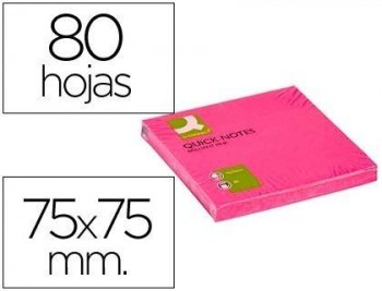 Bloc de notas adhesivas quita y pon q-connect 76x76 mm rosa neon 80 hojas