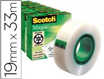 Cinta adhesiva scotch magic 33x19 mm - pack de 6 rollos