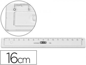 Regla m+r plastico transparente con bisel 16CM