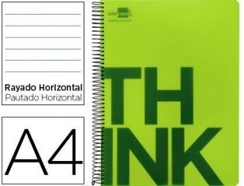 Cuaderno espiral liderpapel a4 micro think tapa plastico 160h 80 gr horizontal 5 bandas 4 taladros v