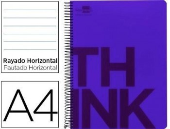 Cuaderno espiral liderpapel a4 micro think tapa plastico 160h 80 gr horizontal 5 bandas 4 taladros v