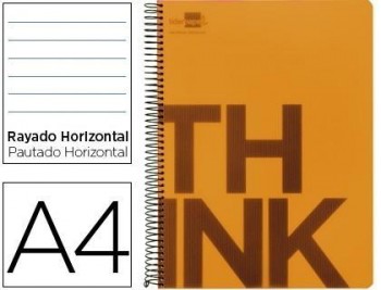 Cuaderno espiral liderpapel a4 micro think tapa plastico 140h 80 gr horizontal 5 bandas 4 taladros n