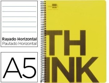 Cuaderno espiral liderpapel a5 micro think tapa plastico 160h 80 gr horizontal 5 bandas 6 taladros a