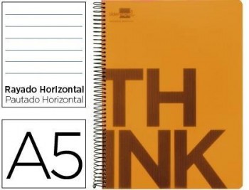 Cuaderno espiral liderpapel a5 micro think tapa plastico 160h 80 gr horizontal 5 bandas 6 taladros n