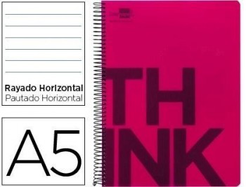 Cuaderno espiral liderpapel a5 micro think tapa plastico 160h 80 gr horizontal 5 bandas 6 taladros r