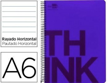 Cuaderno espiral liderpapel a6 micro think tapa plastico 140h 70g horizontal 4 bandas violeta