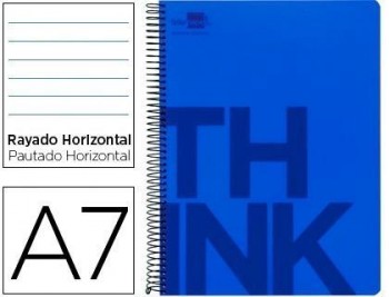 Cuaderno espiral liderpapel a7 micro think tapa plastico 100h 70g horizontal 4 bandas azul