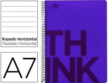 Cuaderno espiral liderpapel a7 micro think tapa plastico 100h 70g horizontal 4 bandas violeta