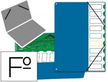 Carpeta clasificador tapa de plastico pardo T/Folio -9 departamentos VARIOS COLORES