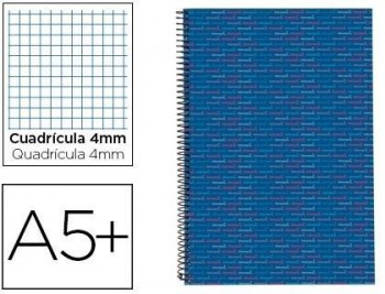 Cuaderno espiral liderpapel cuarto multilider tapa forrada 80h 80 gr cuadro 4mm con margen azul