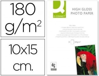 Papel q-connect foto glossy -kf01905 -10x15 -digital photo -para ink-jet -bolsa de 25 hojas de 180 g